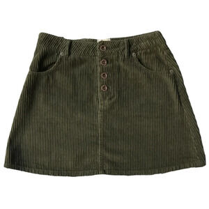 White crow green corduroy preppy trendy cotton mini skirt size small
